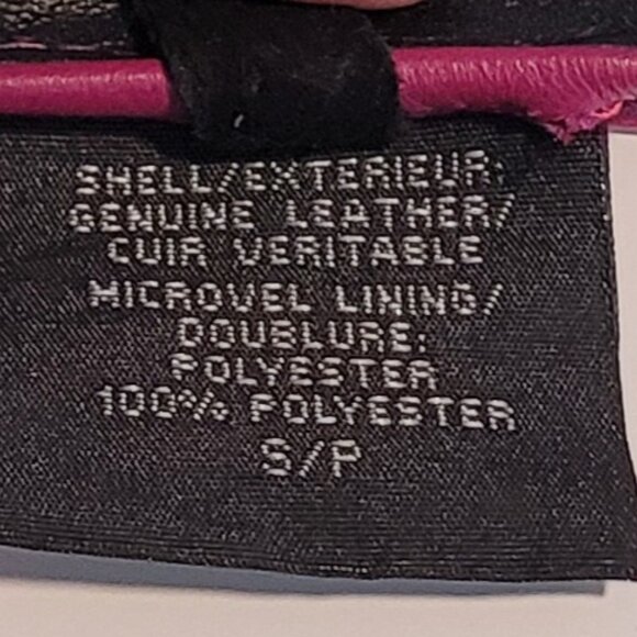 Black and Purple Polyester Leather Gloves Women’s Size Small - Picture 3 of 3